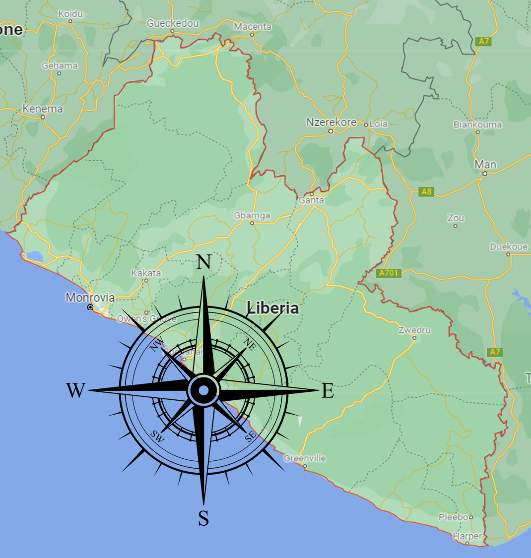 Capital Locations LiberiaInfo   Lib Map Compass 